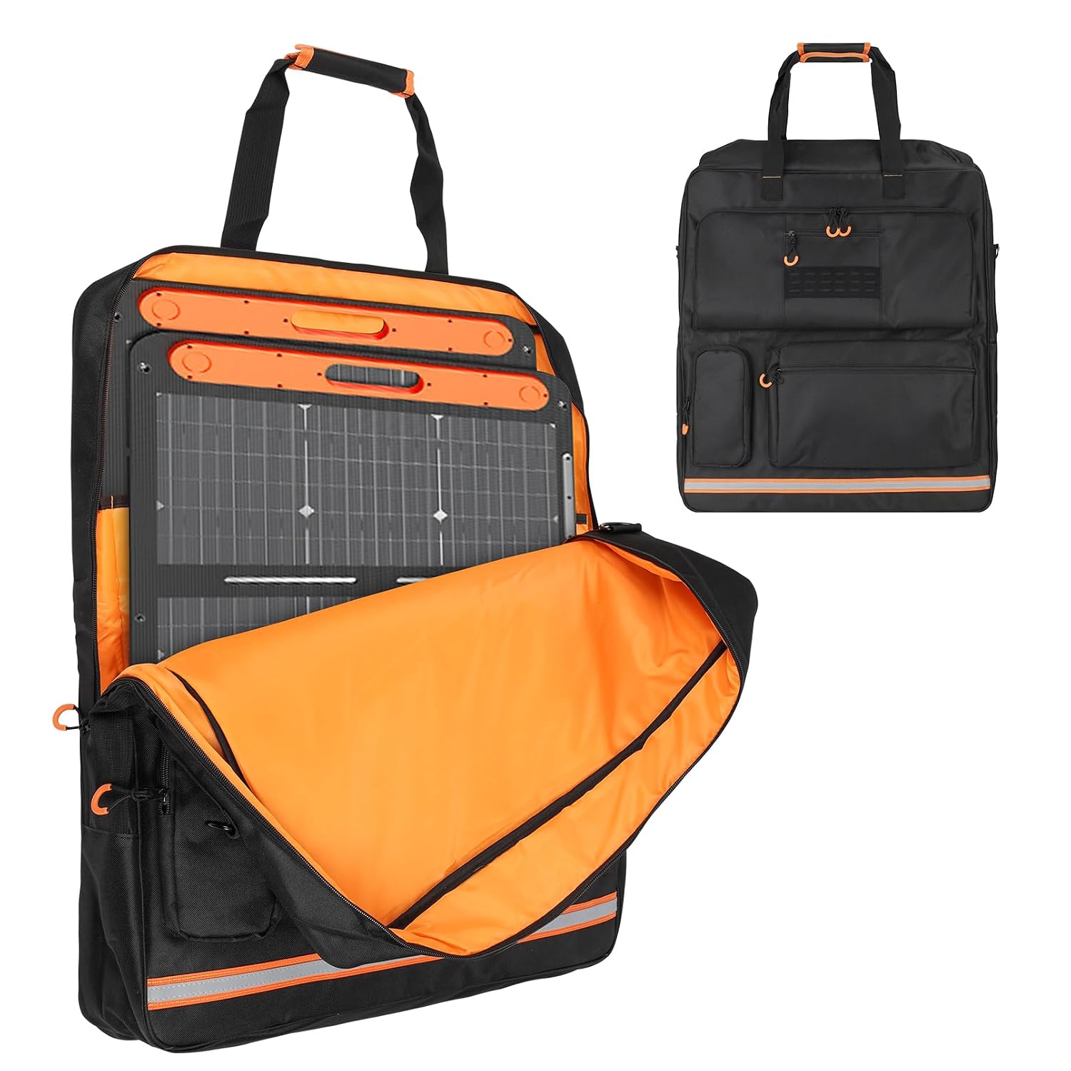 Tragetasche Für Faltbare Solarpaneele, Aufbewahrungstasche Für 2 Solarpaneele Mit Schultergurt, Wasserabweisende Tragetasche Mit Mehreren Fächern Für Campingzubehör