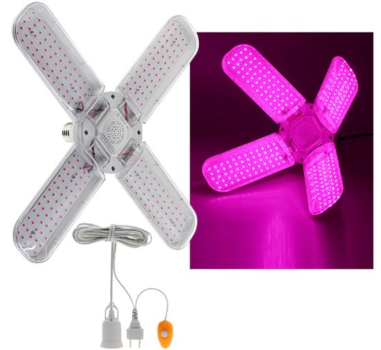 Faltbare Led-pflanzenleuchte Mit Vollspektrum, Gewächshausbeleuchtung, Pendel- Und Klemmleuchten, 48 W, 4 Lampenköpfe, 240 Leds