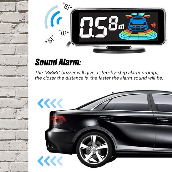 Rückfahrsensor Mit 6 Parksensoren, Abstandserkennung + Lcd-abstandsanzeige + Akustisches Warnsignal