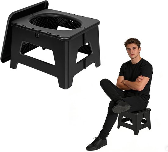 Campingtoilette – Sitztoilette – Outdoor-aktivitäten – Kompaktes Falt-design – 36,7 X 32 X 26 Cm – Schwarz