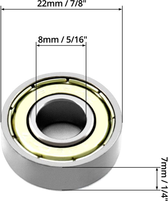 20 Stück 608zz Kugellager Doppelt Abgedichtete Miniatur Rillenkugellager Aus Metall Für Skateboards, Scooter Und Inlineskates 8 Mm X 22 Mm X 7 Mm