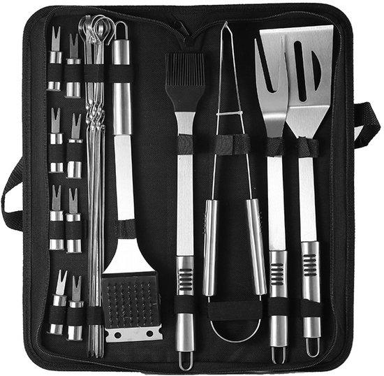 Grillbesteck-set – 20-teiliges Grillbesteck-set Aus Edelstahl, Zubehör Für Die Küche, Den Grill Im Freien Und Camping
