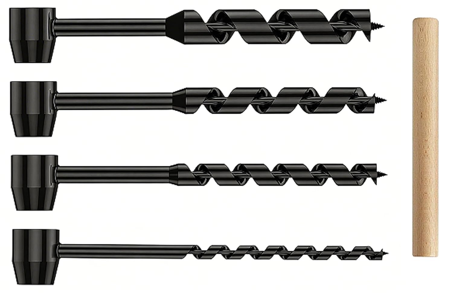 Bushcraft-set Mit 4 Manuellen Holzbohrern Inklusive Schraubenschlüssel Für Outdoor-aktivitäten Wie Survival, Gartenarbeit, Camping Und Holzbearbeitung