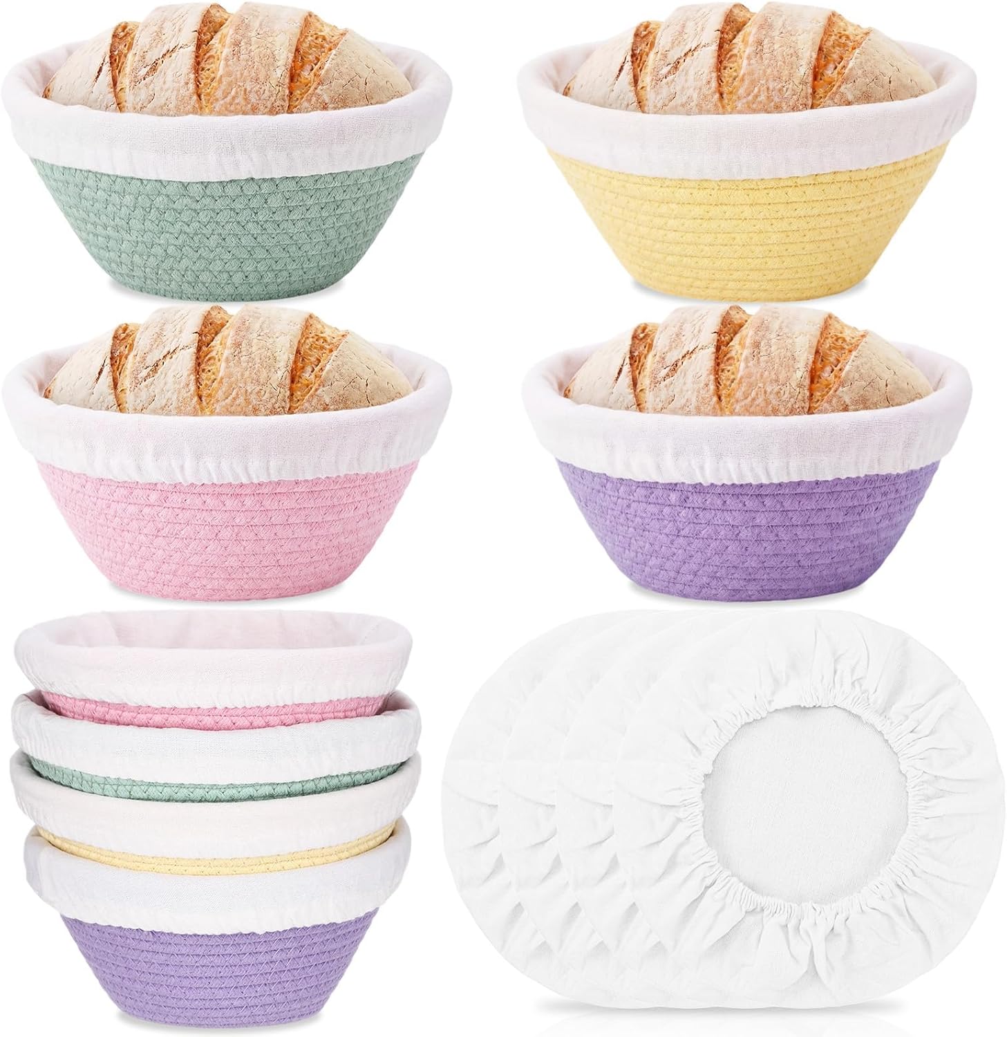 4er-set Gärkörbe Für Runde Brote (13 Cm Durchmesser), Brotkorb Mit Einlage Gärkorb Für Hefeteig Und Hefebrot, Brotkorb Für Selbstgebackenes Brot Und Bäcker