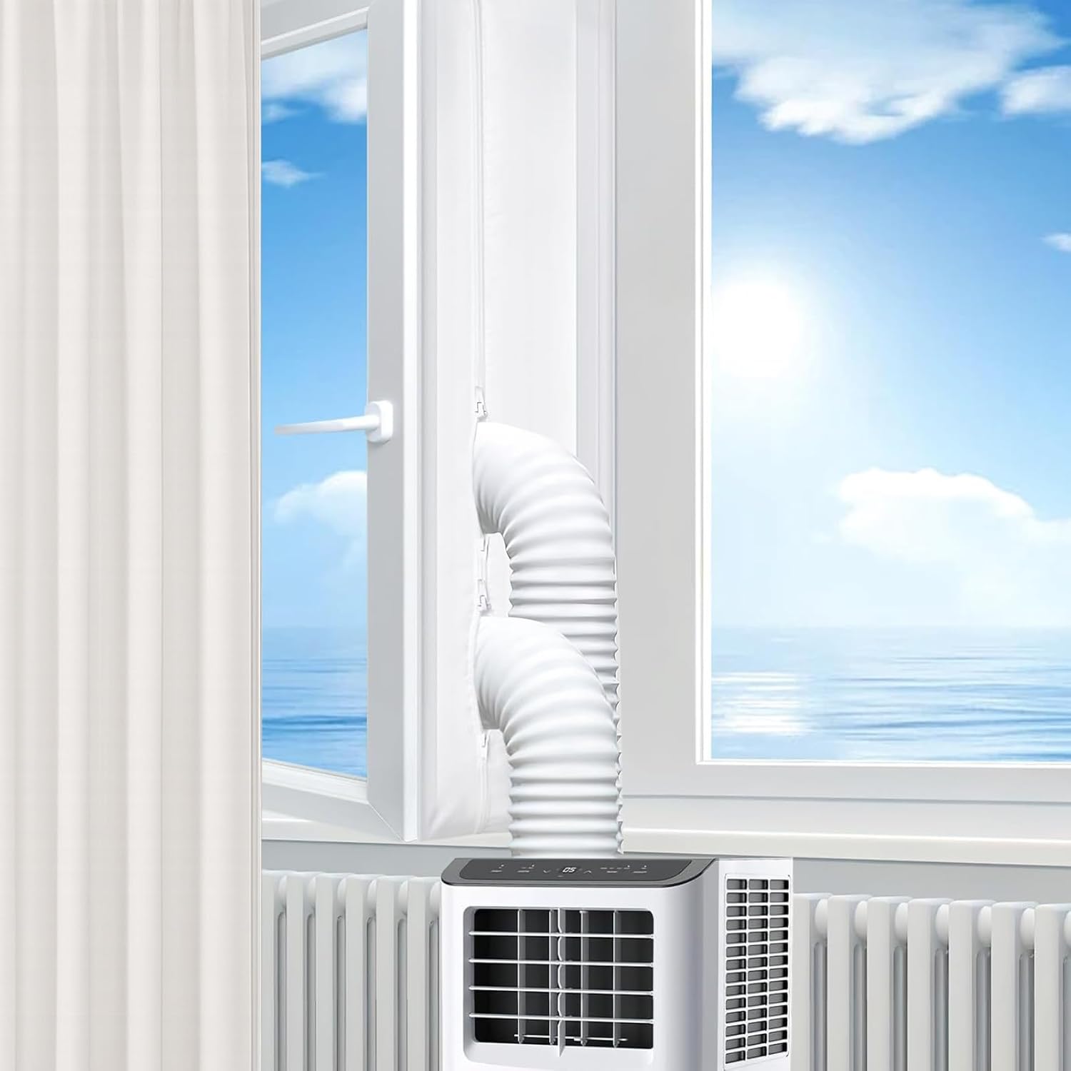 400 Cm Fensterdichtung Für Mobile Klimaanlagen, Klimaanlagen-dichtungsset Mit Doppelreißverschluss, Heißluftstopper, Fensterdichtungsgewebe, Für Fenster, Dachfenster (400 Cm)