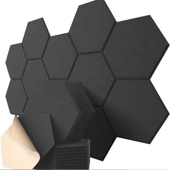 Set Mit 10 Selbstklebenden Schallabsorbierenden Wandpaneelen 30 X 26 X 1 Cm Hochdichte Schallabsorptionspaneele Sechseckiger Geeignet Für Büros