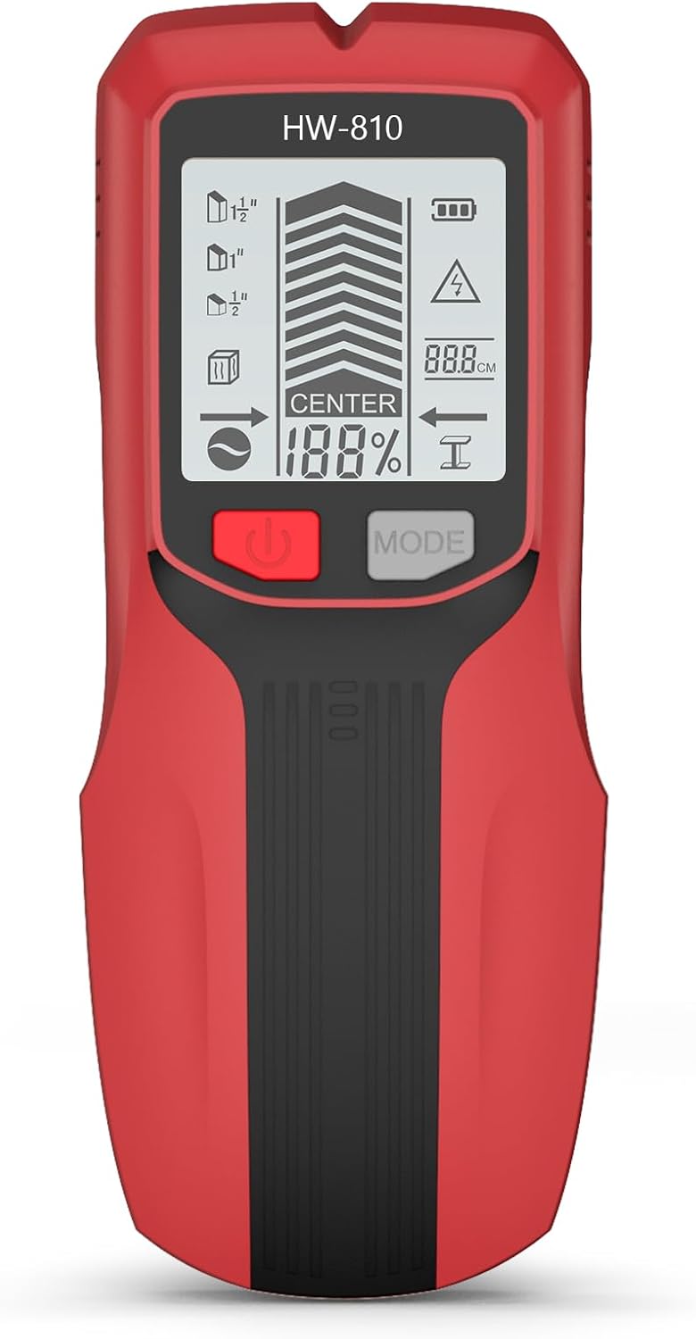 6-in-1-leitungsdetektor, Wanddetektor, Multifunktions-bolzendetektor Mit Lcd-bildschirm Und Akustischem Alarm, Kabeldetektor Für Rohre, Holz, Stromleitungen, Wechselspannung Usw. (b)