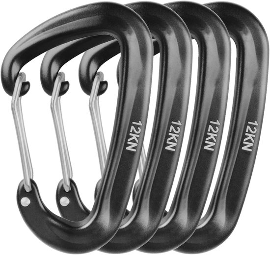 Karabiner Aus Aluminiumlegierung – 4er-set – 12 Kn (1200 Kg) – Geeignet Für Camping, Wandern Und Angeln – Orange