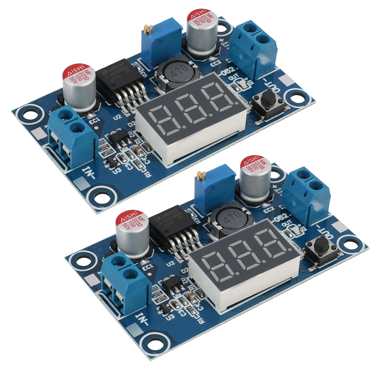 2-teiliger Dc/dc-abwärtswandler, Einstellbares Netzteilmodul, Stabiler Spannungswandler Von 36 V, 24 V, 12 V Auf 5 V, 2 A Mit Led-anzeige Für Elektronische Anwendungen