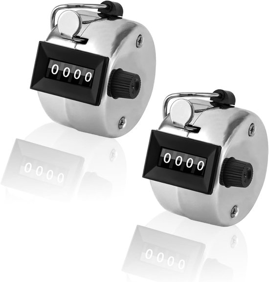 Set Aus 2 Handzählern Reihenzählern Mechanischen Zählern Klickern Metallzählern Klickzählern 4-stelligen Fingerzählern Rundenzählern Für Sport