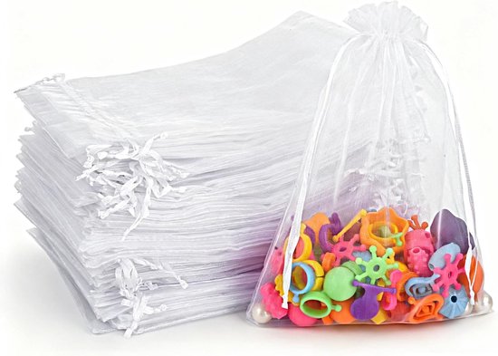 Weißer Beutel Mit Kordelzug – 15 X 20 Cm – Kleiner Geschenkbeutel – Transparenter Netzbeutel – 100 Stück