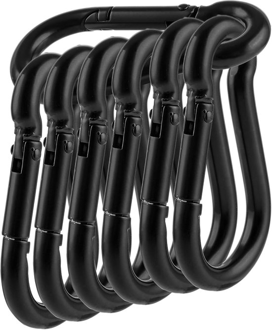 12 Stück – Karabinerhaken Aus Edelstahl 304 – Schwarze Befestigungskarabiner, Tragkraft 500 Kg / 1100 Lb, Haken Für Hängematte Und Schaukel