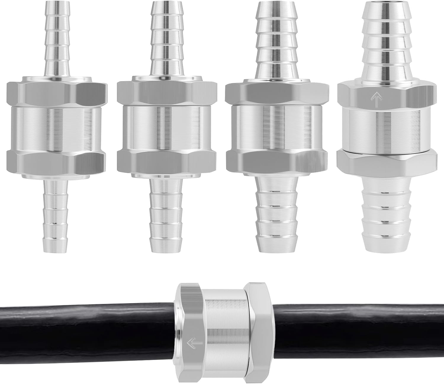 Stück Aluminium-rückschlagventile (6 Mm, 8 Mm, 10 Mm, 12 Mm) Für Niederdruck-kraftstoffsysteme, Kompatibel Mit Benzin, Diesel, Ölen Und Wasser - Für Autos Und Vergaser
