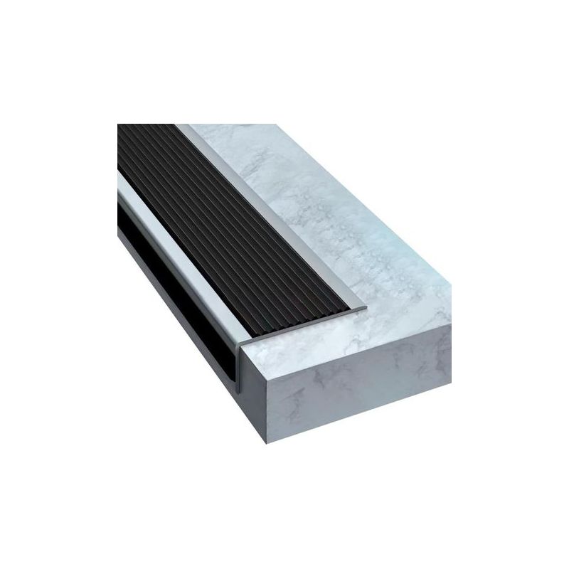 (5 X 2,5 Cm, Schwarz Und Grau) Selbstklebendes Treppenkantenprofil 2 M, Treppenecken, Rutschfeste Ecken, Vinyltreppen, Pvc-gummi-treppenkanten