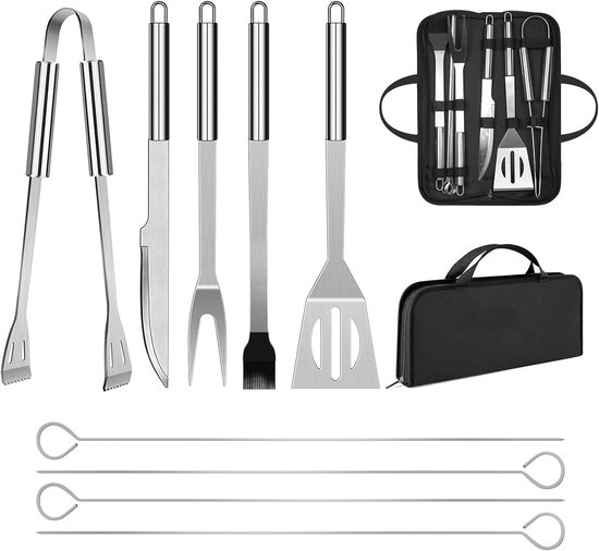 Grillbesteck-set Mit Professionellem Grillzubehör Aus Edelstahl, Inklusive Aufbewahrungstasche (9)