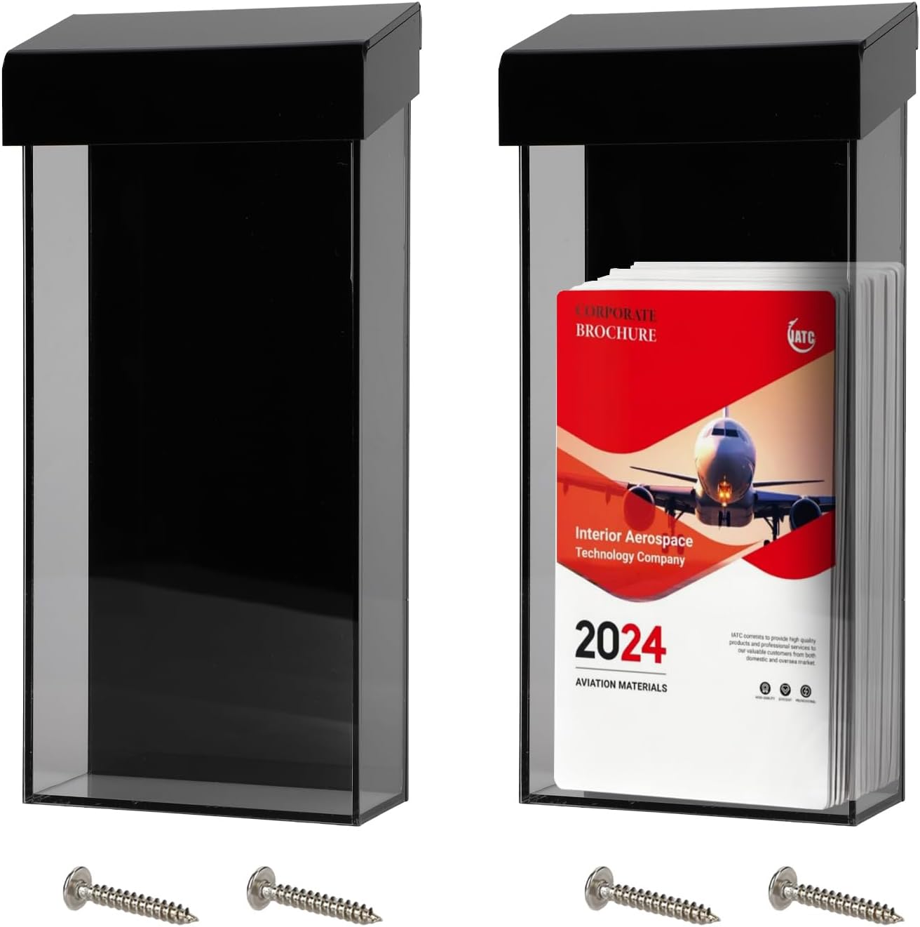 Set Mit 2 Din-langen Acryl-prospektboxen – Wandmontierter Prospekthalter – Für Stadtpläne – Für Büro, Außenbereich, Messen Und Restaurants (schwarz)