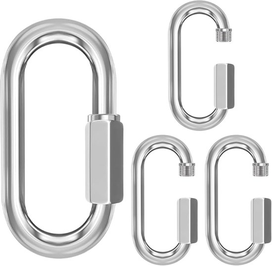 4 Schraubkarabiner, Edelstahl, Karabiner Für Outdoor-aktivitäten Wie Schaukeln, Camping Und Wandern, Edelstahl-kettenglied A2 V2