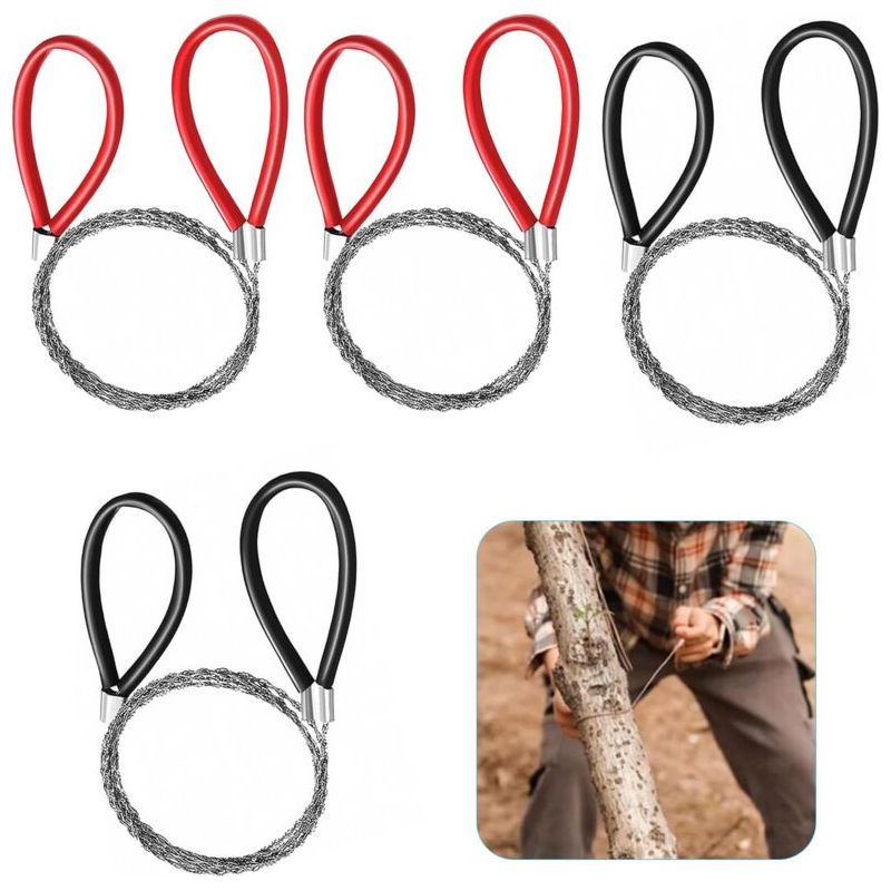 Set Mit 4 Gezahnten Metalldrahtsägen - Edelstahl-kabelsäge - Mini-handkabelsäge - Notfall-kettensäge Für Den Einsatz Im Freien, Überleben, Camping, Zum Schneiden Von Ästen Usw.