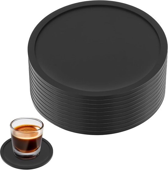 Schwarze Untersetzer 10er-set Silikon-getränkeuntersetzer Rutschfestes Untersetzer-set Untersetzer Für Tischgetränke Bier Und Weingläser Sowie