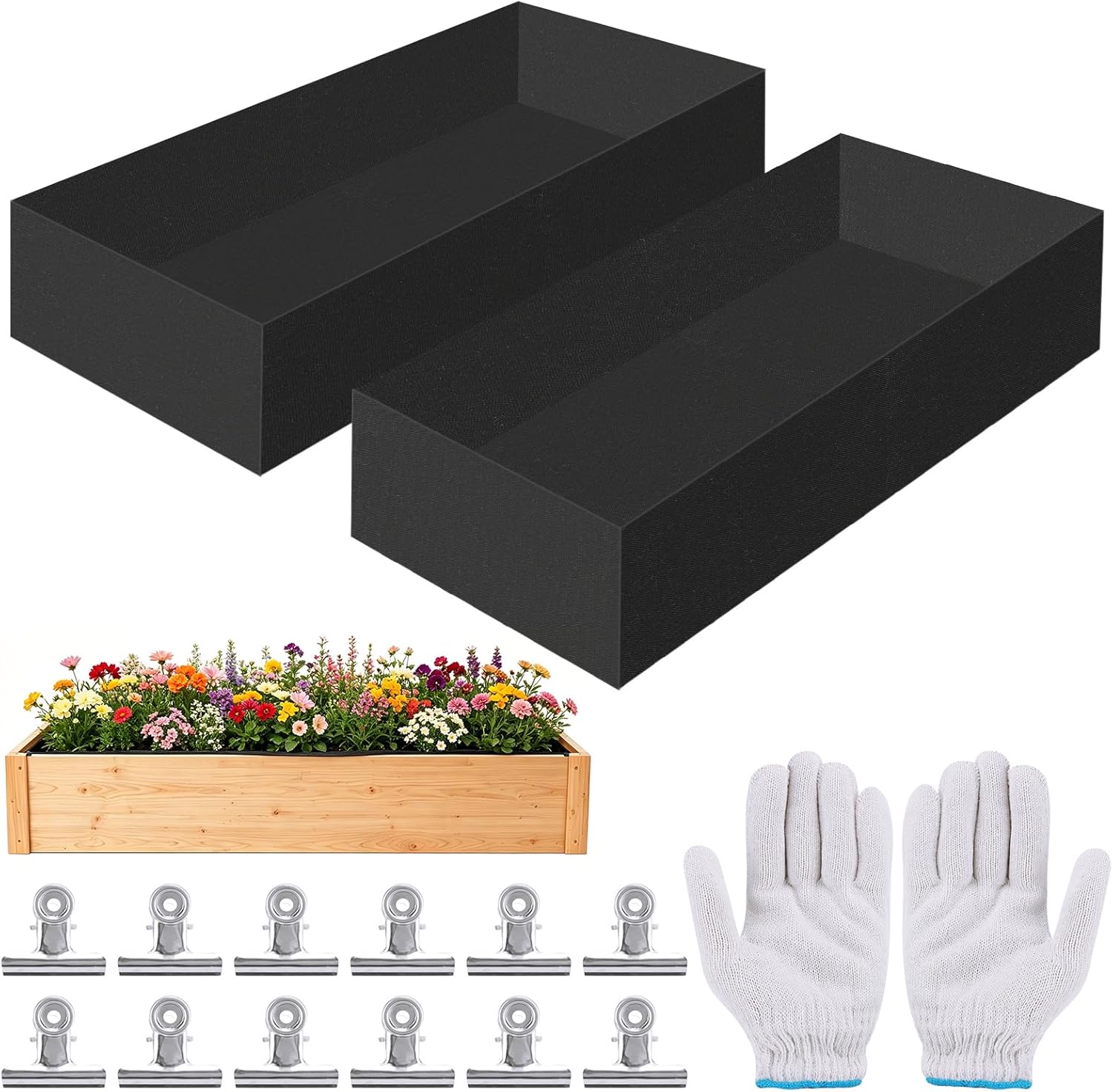 Set Mit 2 Atmungsaktiven, Nicht Gewebten Hochbeeteinsätzen Für Hochbeete, Nicht Gewebte Einsätze Für Gemüsebeete Und Kräutertöpfe (rechteckig 120 X 60 X 30 Cm)