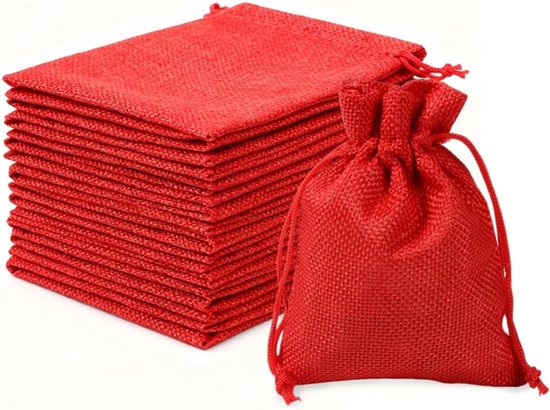 30 Wiederverwendbare Jutebeutel Mit Kordelzug Für Schmuck, Geschenke Und Aufbewahrung, Kleine Stoffbeutel (7 X 9 Cm) (rot)