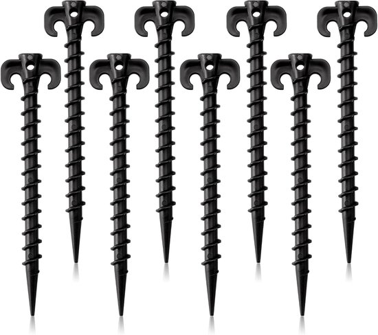 8 Robuste Schwarze Kunststoff-heringe Für Zelte Und Sand 19 Cm Lange Spiralförmige Schraubanker Geeignet Für Markisen Aufblasbare Artikel Camping