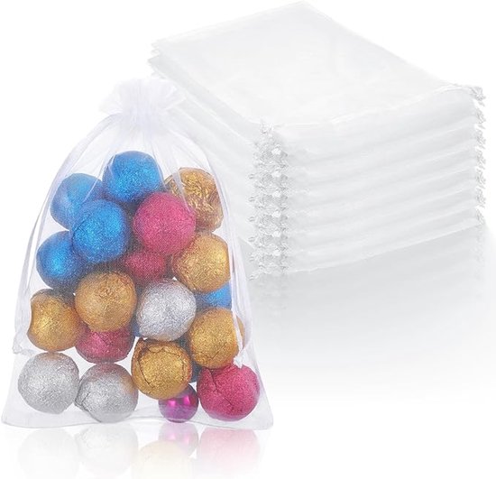 50 Weiße Organzabeutel 15 X 19 Cm Transparente Beutel Mit Netzgewebe Und Kordelzug Geeignet Als Dankeschön-tüten Für Hochzeiten Und Partys Oder