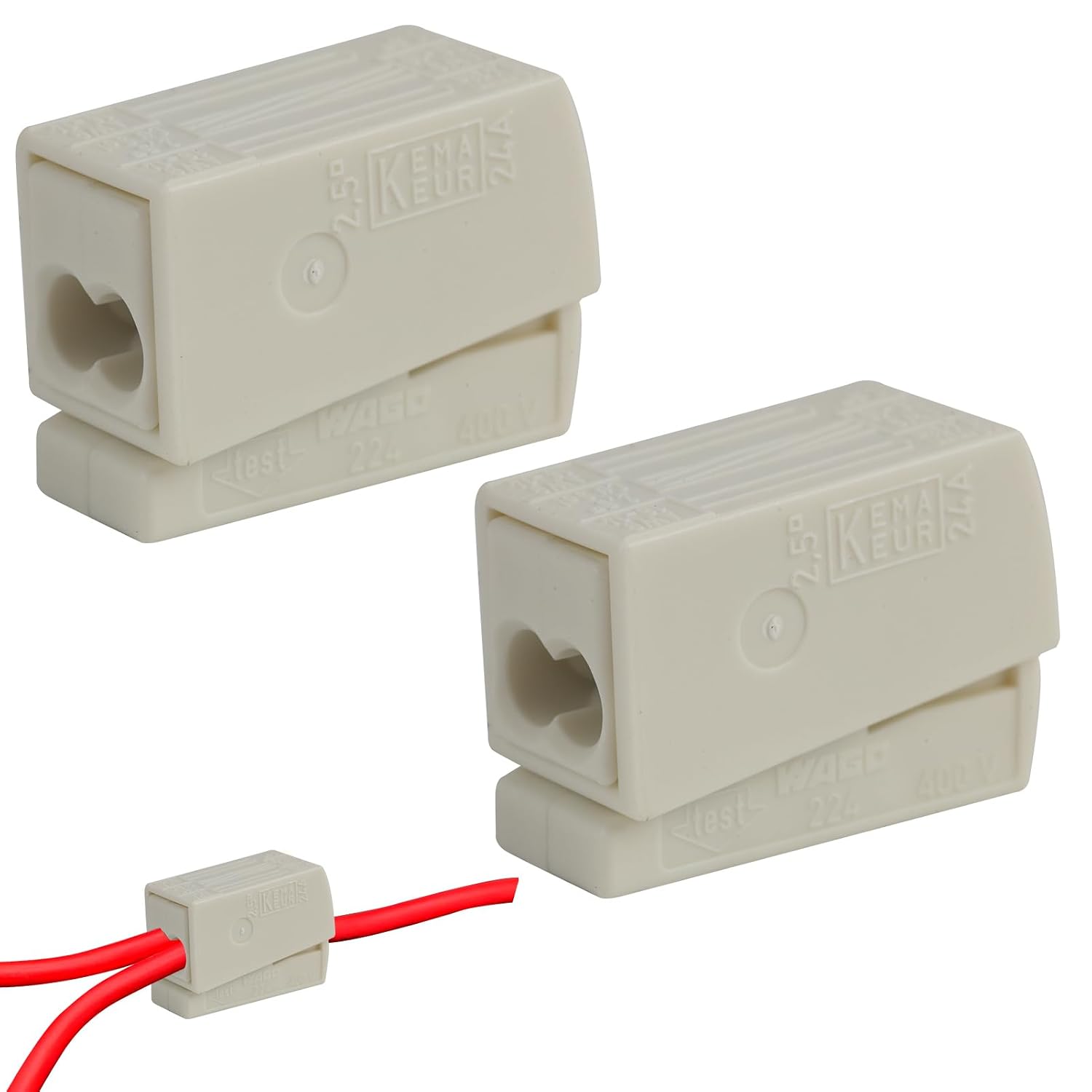 2-teilige 224-112 Klemmenblöcke Für Beleuchtungskörper, 3-wege-steckverbinder, Kompatibel Mit Drähten Von 0,5 Bis 2,5 Mm², Spannung 300 V, Stromstärke 20 A, Für Private Und Industrielle Installationen