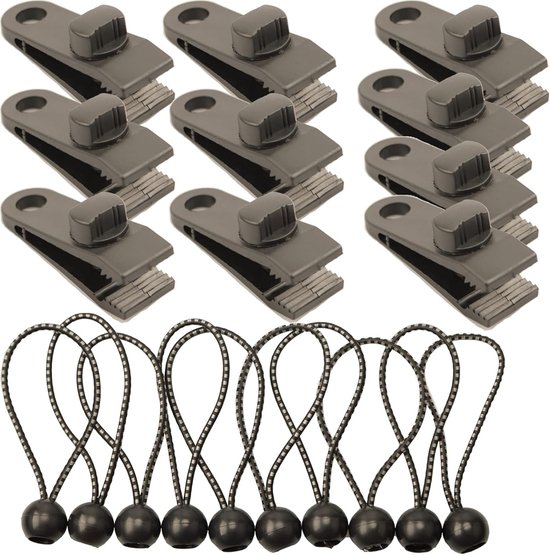 Planenclips – 10 Stück Robuste Planenclips Mit 10 Robusten Aluminium-karabinerhaken Für Markisen Und Camping