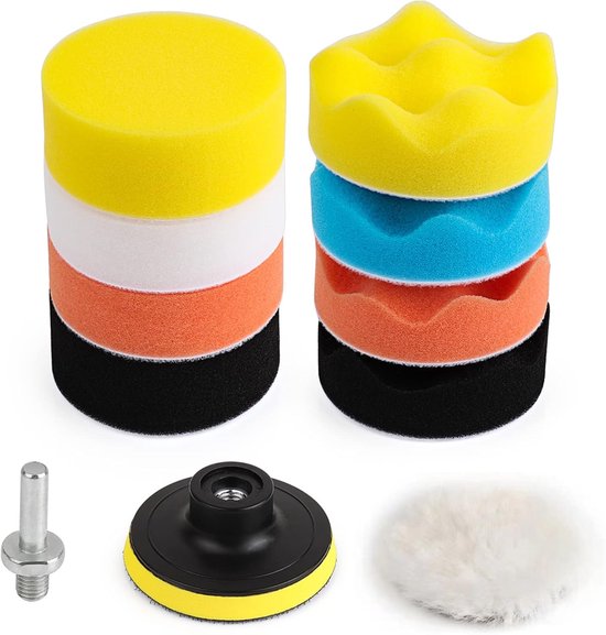 11-teiliges Polierschwamm-set (80 Mm) – Polierpad-set Zum Polieren, Wachsen Und Kratzerentfernen Von Autos Mit Bohrmaschinenadapter