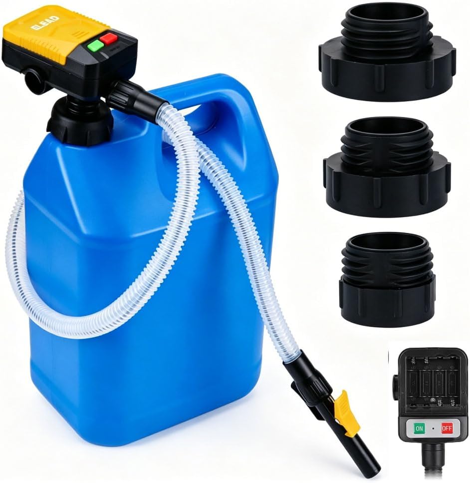Kraftstoffpumpe Mit Automatischem Abschaltsensor, Elektrische Benzinpumpe Mit 3,2 Gpm Förderleistung Und 3-fach Tankadapter, Tragbare Flüssigkeitspumpe, Kraftstoffpumpe Mit Schläuchen Und