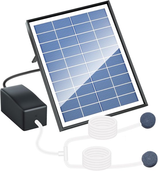 6-watt-solar-teichbelüfter Mit Zwei Belüftungssteinen – Solarbetriebene Sauerstoffpumpe Für Hydroponische Teiche/aquarien Im Freien