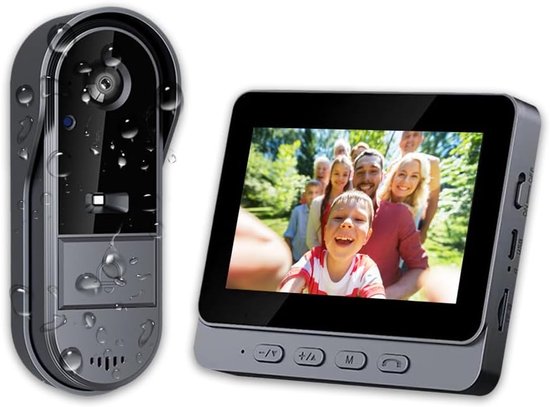 Kabellose Türklingelkamera Mit Monitor – 1080p – Schwarz