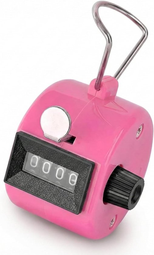 4-stelliger Handzähler, Manueller Mechanischer Handklicker-zähler (rosa)