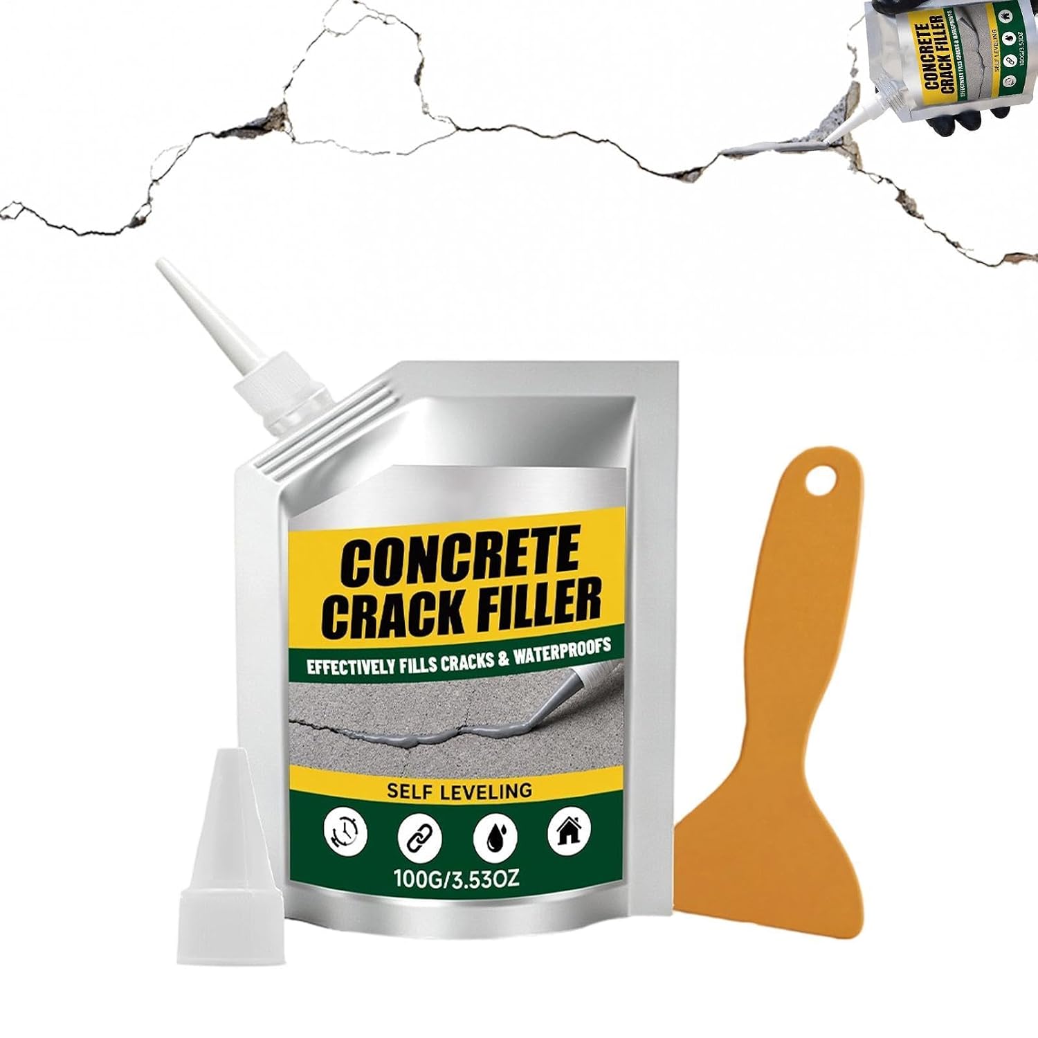 Betonrissreparaturmasse 100 G Zementbasiertes Dichtmittel Betonrissreparatur Für Wände, Böden, Fliesen, Ziegel, Keller, Garagen, Schwimmbäder Und Terrassen