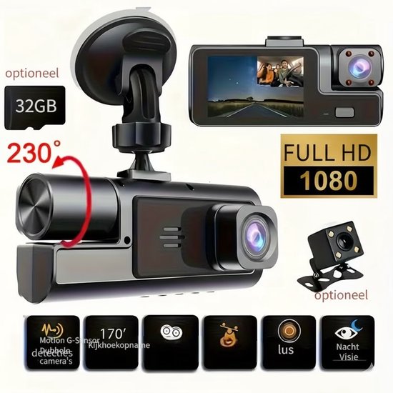 1080p-autokamera Mit Infrarot-nachtsicht Integriertem Mikrofon 32-gb-speicherkarte Loop-aufnahme Und Parkmodus Fahrzeugüberwachungskamera Für Die