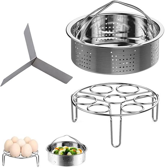 3-teiliges Dampfgar-zubehörset Für 21 Cm Instant Pot – Dampfgarkorb, Eierhalter Und Trennwand Aus Edelstahl