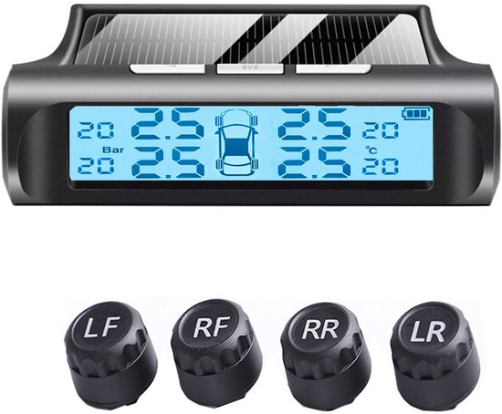 Universelles Reifendruckkontrollsystem Mit 4 Externen Sensoren Drahtlosem Tpms-sonnenmonitor Mit 5 Alarmmodi Druckbereich 0-5 Bar Geeignet Für