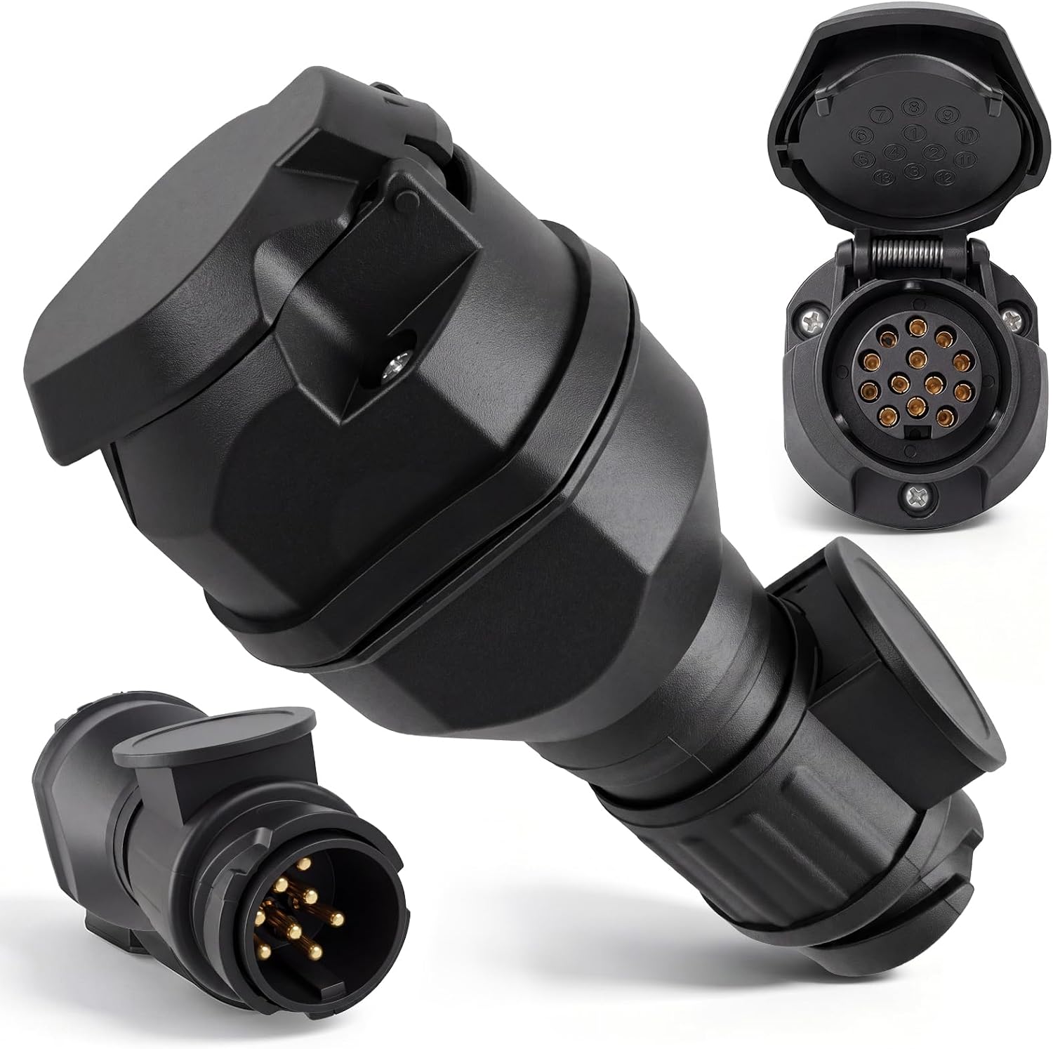 13-poliger 12-v-anhängeradapter Auf 13-poligen Stecker, Led-buchse Anschluss Für Anhängerkupplungs-kabelbaum, Anhängerstecker-adapter Für Auto, Wohnwagen, Wohnmobil