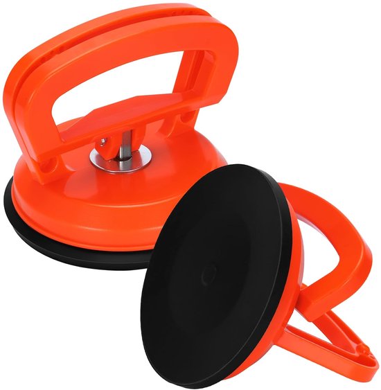 2 Saugnäpfe, Tragkraft 20 Kg, Vakuumheber Für Glas, Bodenfliesen, Marmorplatten, Solarmodule, Möbel, Durchmesser 118 Mm, Orange