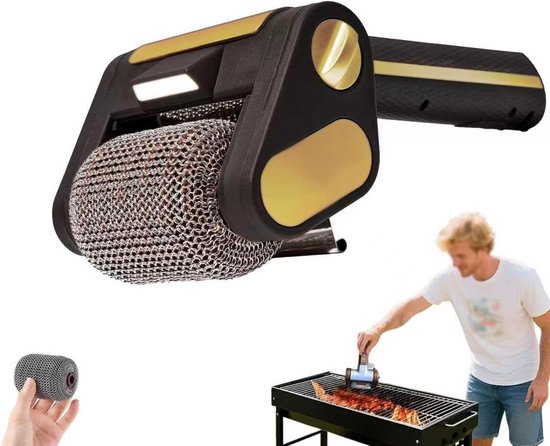Elektrischer, Borstenloser Grillreiniger – Grillbürste Aus Edelstahl 304 – Kabellos, Wiederaufladbar, Mit Abnehmbarer, Rotierender Rolle – Schwarz