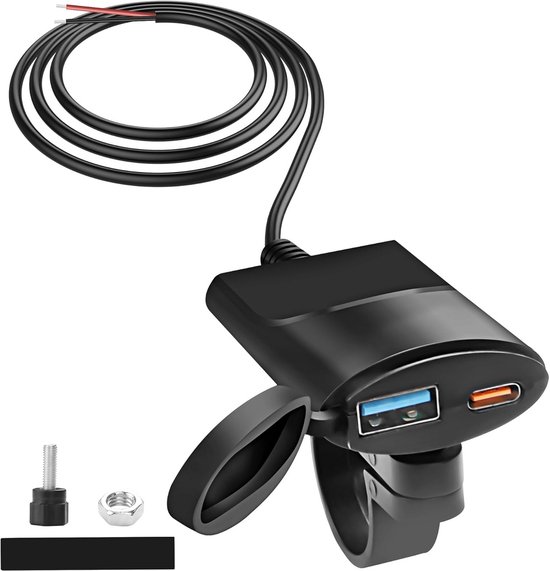 Wasserdichtes Motorrad-ladegerät Mit Usb-c Pd Und Qc 3.0 Schnellladefunktion Für Den Lenker