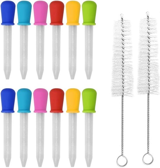 Pipettenflaschen 12 Teiliges Pipettenset 5 Ml Flüssigkeitspipetten Silikonpipette Pipette Pipetten Für Flüssigkeiten Mit 2 Pinseln Für Kinder Süß