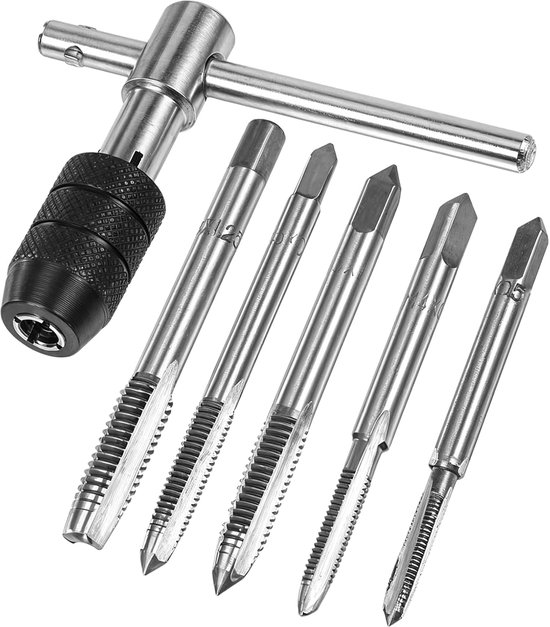 Ratschenschlüssel In Silber Mit T-griff - 6-teiliges Gewindeschneidwerkzeug-set M3-m8