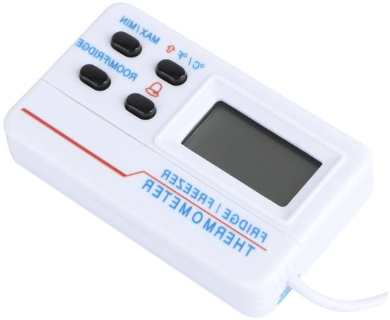 Digitales Kühlschrank- Und Gefrierschrankthermometer – Lebensmittelecht – Alarm Bei Hohen/niedrigen Temperaturen – 6,8 Cm – Weiß