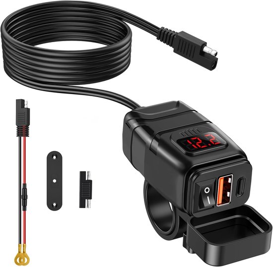 Motorrad-ladegerät – Usb-c-ladegerät – Laden Unterwegs – Zwei Anschlüsse – 10 X 6 Cm