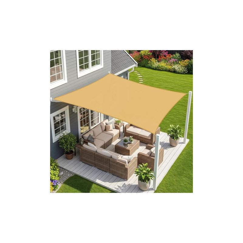 Rechteckiges Sonnensegel (2 X 3 M) In Sandfarbe, Wasserdicht, 95 % Uv-schutz, Ideal Für Garten Und Terrasse.