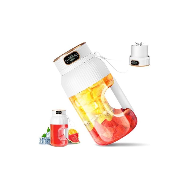 Tragbarer Standmixer, 1000 Ml, Großes Fassungsvermögen, Usb-aufladbar, 5 Klingen, Für Küche Und Outdoor-einsatz, Leicht Zu Reinigen (weiß)