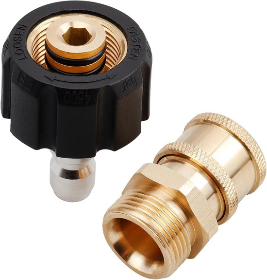 Set Mit 2 M22-schnellkupplungen Für Hochdruckreiniger, 14 Mm Auf 6,35 Mm – Schwenkadapter Zum Anschluss Von Wasserpistolenschläuchen, 4500 Psi