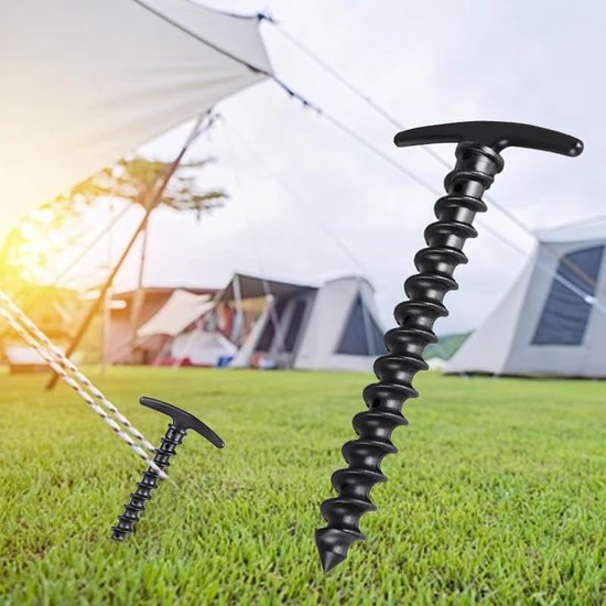 Set Mit 10 Werkzeuglos Einschraubbaren Zeltheringen Wiederverwendbar Und Robust Spiralförmig Für Camping Wandern Garten Und Andere Schwarz